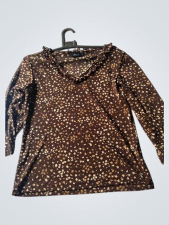 Lindex braunes florales Druck Langarmoberteil