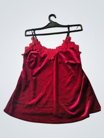 Rot Samt Camisole mit Spitzenbesatz