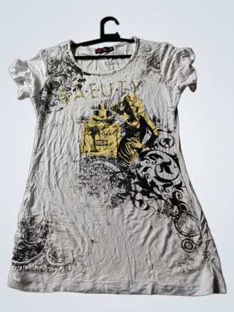JM Fourainir Weißes T-Shirt mit "BEAUTY" und Frauen-Grafik