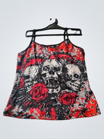 Skull and Roses Print Tank Top