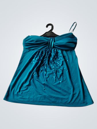 LNK Teal Sequin Embellished Tube Top Medium