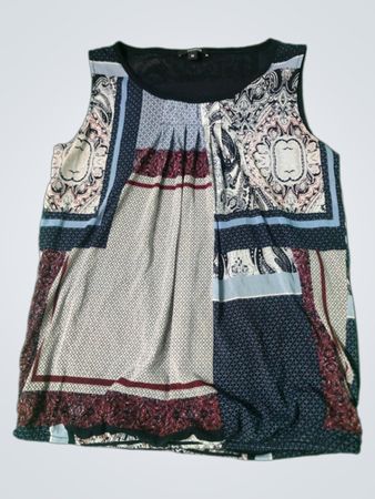 Comma ärmellose Patchwork-Druckbluse