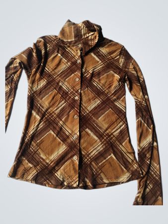 Batik Brown Plaid Turtleneck Shirt