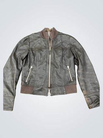 SITTELLI Brown Leather Bomber Jacket