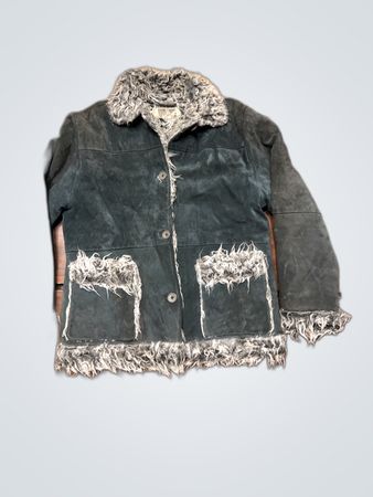 Klave Gray Suede Jacket with Fur Trim