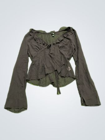 Wildfox Black Sheer Ruffle Blouse