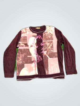 Bagora Printed Long Sleeve Knit Sweater