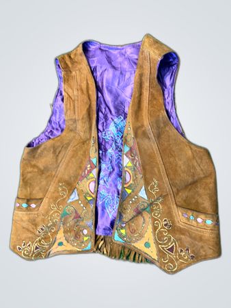 Unbranded Embroidered Suede Waistcoat