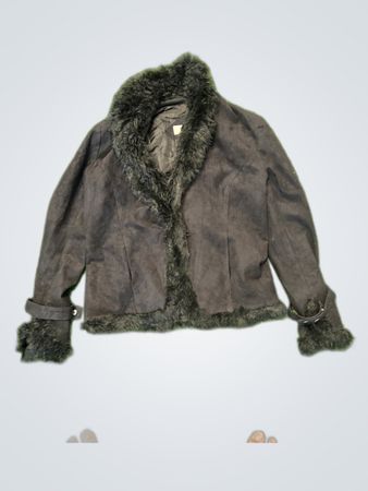 Texto Fashion Black Suede Fur Trim Jacket