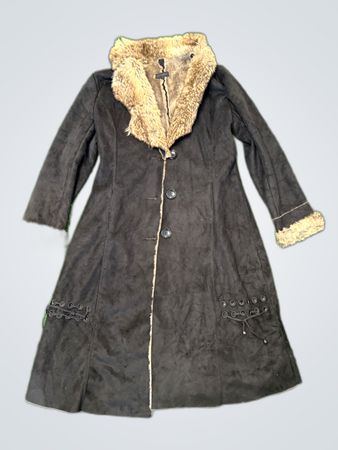 K Suede Fur Trim Coat