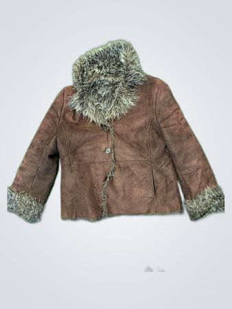 Brown Suede Jacket with Fur Trim