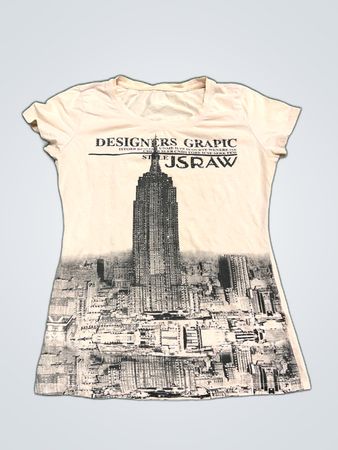 Printed Graphic T-Shirt with Empire State Building Design