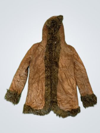 G-Star Brown Suede Fur Trim Hooded Jacket
