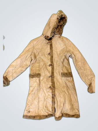 Unbranded Suede Fur-Trimmed Hooded Coat