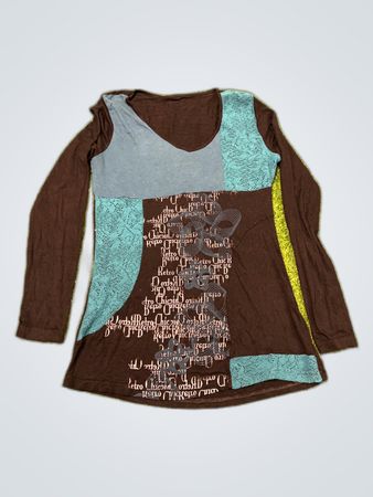 Retro Chic Patchwork Printed Long Sleeve Blouse