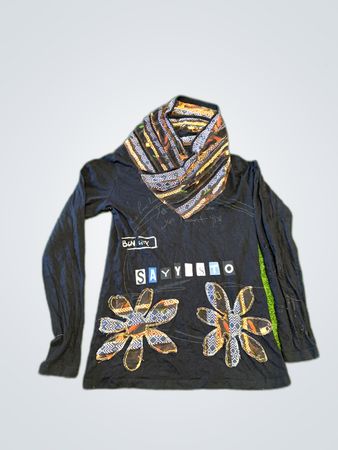 Desigual Long Sleeve Patchwork Top