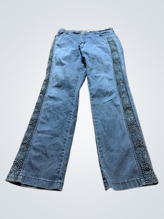 Acezung Embroidered Wide Leg Jeans