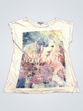 Peacocks Cream Sleeveless Top with Graphic Print