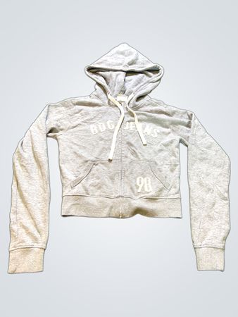 BDG Urban Outfitters Grey Cropped Zip-Up Hoodie