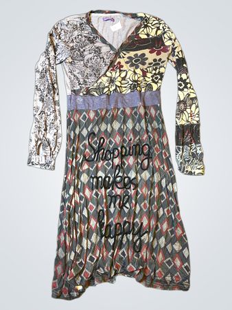 Patchwork Dress with Shopping makes me happy graphic