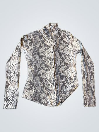 Pampamouse Long Sleeve Mock Neck Snake Print Top