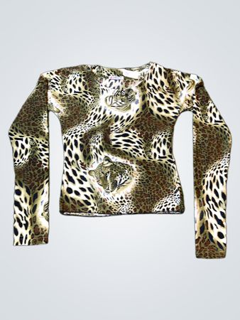 RAINDREAM Long Sleeve Leopard Print Top