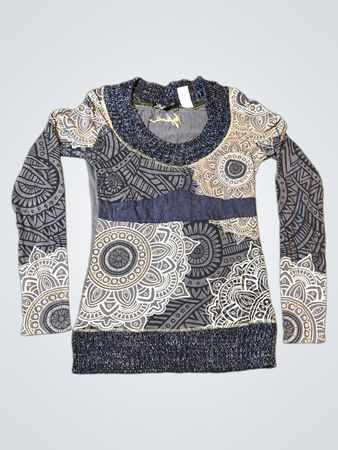 Koroshi Collection Mandala Print Long Sleeve Sweater