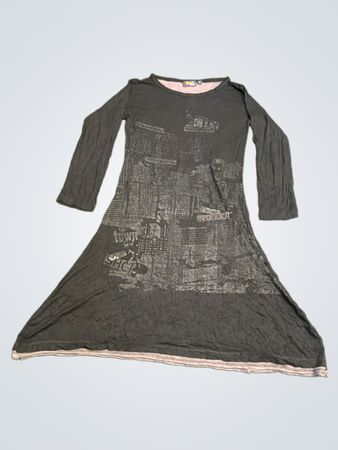 Girl's wear black dress with city graphic print