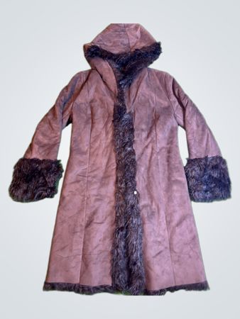 Brown Faux Fur Trimmed Hooded Coat