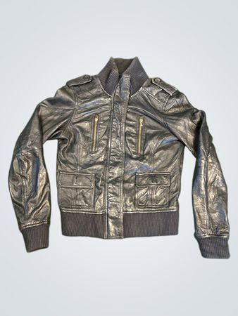 Triton Leather Collection Black Bomber Jacket