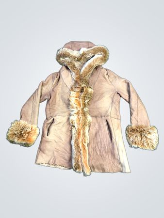 Shearling Coat with Fur Trim