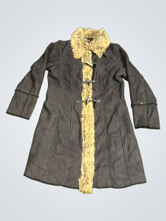Miss H. Women's Black Faux Suede Fur Lined Coat