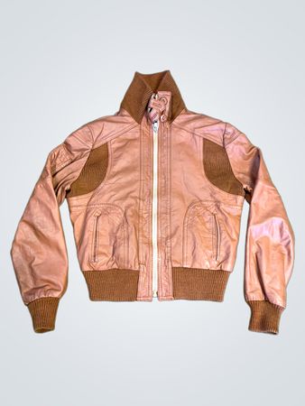 Fashion Leader Brown Leather Bomber Jacket