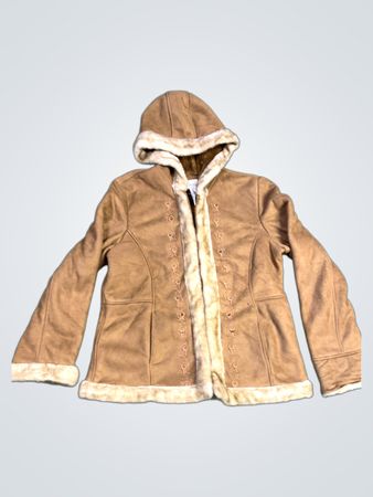 White Stag Women's Faux Suede Fur Trim Hooded Jacket