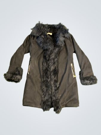 Black Coat with Fur Trim