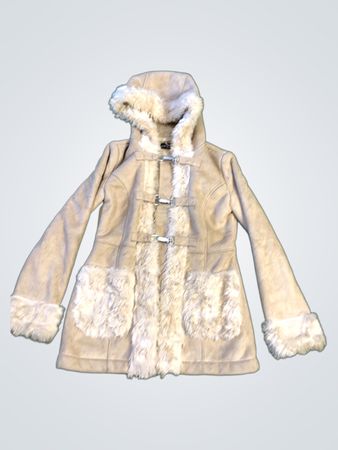 Topshop Petite Faux Suede Fur Lined Duffle Coat