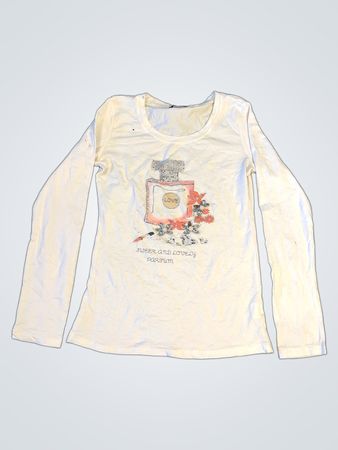 Mon T-shirt graphique à manches longues blanc avec parfum My Pink Tee