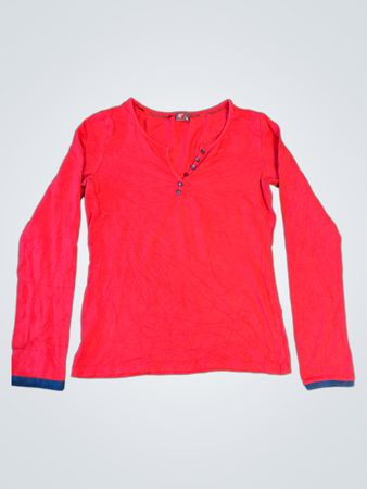 WHO'S THAT GIRL Chemise Henley Rouge à Manches Longues