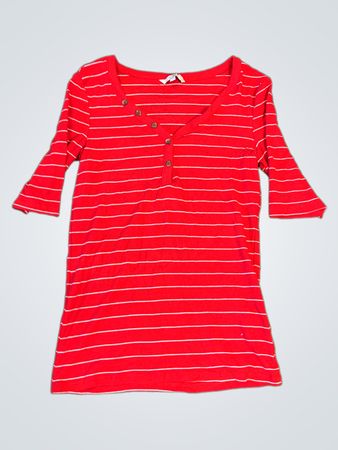 Top Henley à rayures rouges et blanches