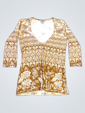 Novella Royale Women's Brown Floral Print V-Neck Long Sleeve Top