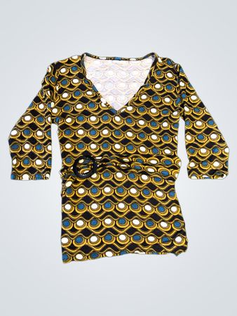 Robe à col en V imprimée pour femmes