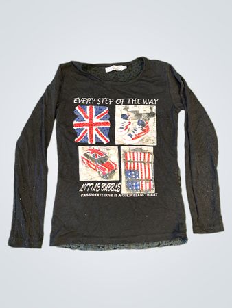 Little Bubble T-Shirt with Union Jack and American Flag Graphics