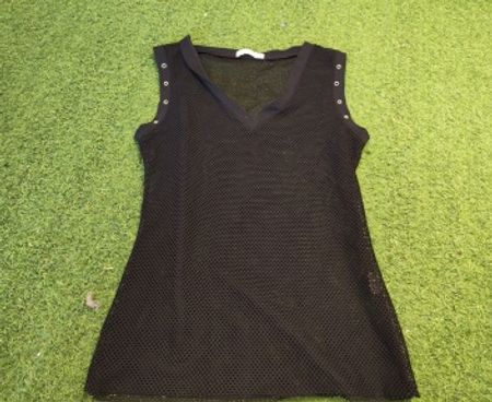 LIQUID schwarzes Mesh-Trägershirt
