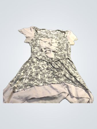 Per Una Damen Größe 12 graues Kleid mit Blumenmuster und Rüschendetail