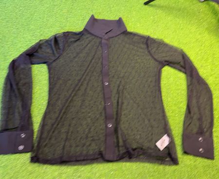 HAVE Schwarzes transparentes Polka-Dot-Hemd mit Knopfleiste