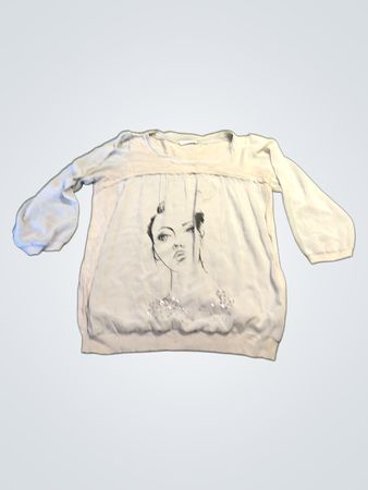 Promod Damen Pullover in Hellblau mit Print