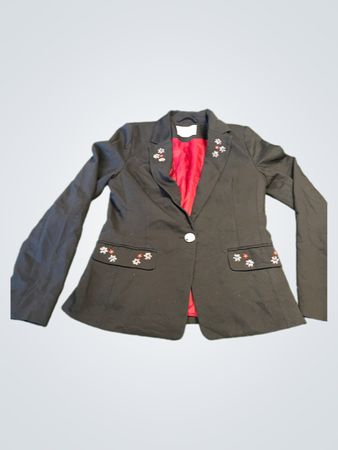 orsay schwarzer Blazer mit Blumenstickerei