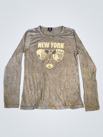 K DESIGN New York Grafik-Langarm-T-Shirt