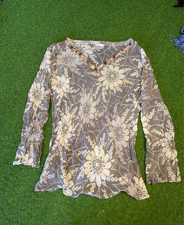 Berketex Damen Tunika mit Blumenmuster und verziertem Ausschnitt, lange Ärmel