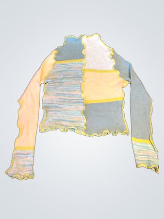 ASOS DESIGN Patchwork-Strickoberteil mit Stehkragen